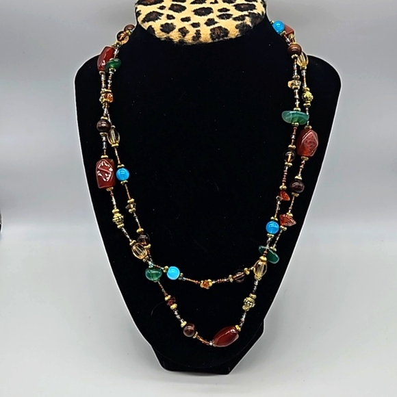 Glass bead single strand necklace 18" L - Picture 5 of 8